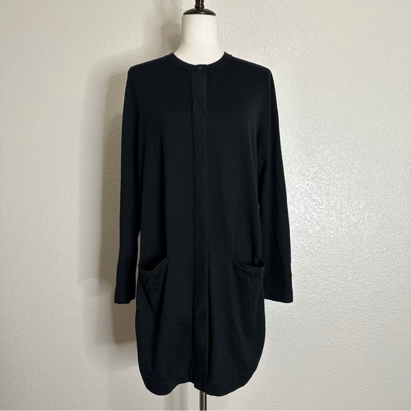 J. Jill Wool Blend Women''s Black Button Down Long Cardigan Sweater, Sz Medium - Picture 1 of 12
